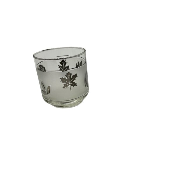 Vintage Libbey MCM Frosted Juice Glasses Set Of 6 Frosted Silver Leaf 3 1/4 tall - Picture 5 of 16